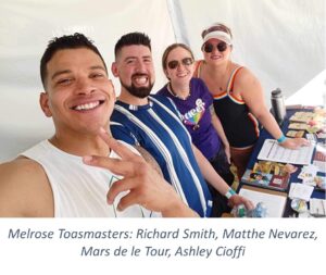 Melrose Toastmasters at Phoenix Pride: Richard Smith, Matthe Nevarez, Mars de le Tour, Ashley Cioffi